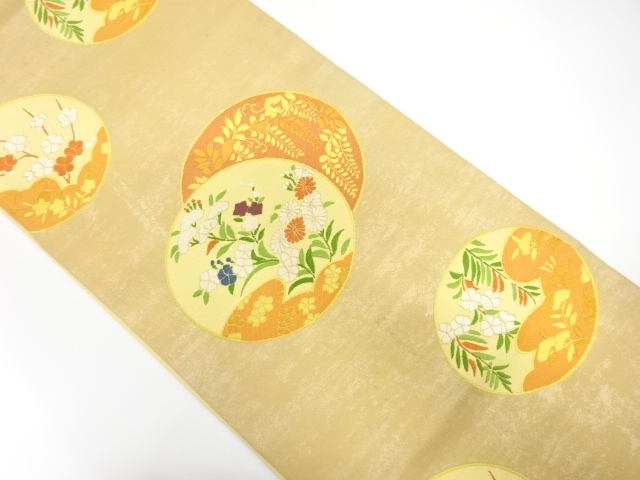 JAPANESE KIMONO / ANTIQUE FUKURO OBI / SILK / WOVEN AUTUMN FLOWERS